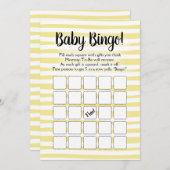ビンゴベビーシャワーゲームイエローホワイト 招待状 (正面/裏面)