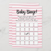 ビンゴベビーシャワーゲームピンクホワイト 招待状 (正面/裏面)