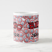 ビンゴボールの上に「名前」をビンゴ ジャンボコーヒーマグカップ (正面)