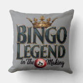 ビンゴレジェンドクラウン入り金ゴールドレトロタイポグラフィ クッション (正面)