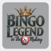 ビンゴレジェンドクラウン入り金ゴールドレトロタイポグラフィ スクエアシール (正面)