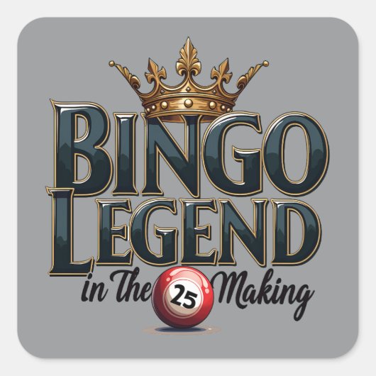 ビンゴレジェンドクラウン入り金ゴールドレトロタイポグラフィ スクエアシール (正面)