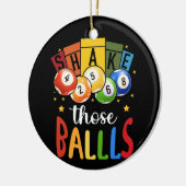 ビンゴ呼び出し側ギャンブル宝くじを振るそれらのボールビンゴ セラミックオーナメント (左)