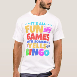 ビンゴ呼び出し元賭博宝くじビンゴおもしろいプレイヤーB Tシャツ