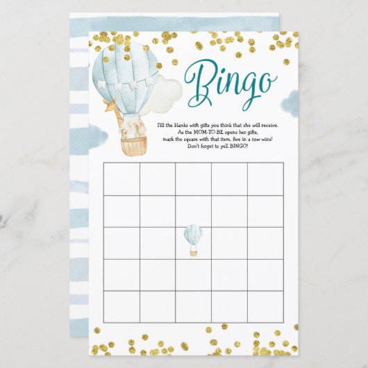 ビンゴ熱気球ジャングル赤ちゃんシャワー (正面/裏面)