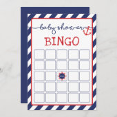 ビンゴ航海のベビーシャワーゲームNavy Red 招待状 (正面/裏面)