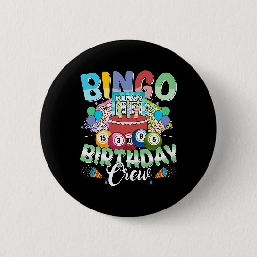 ビンゴ誕生日クルーBingo Playerビンテージクリスマス 缶バッジ (正面)