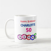 ビンゴ誕生日50回目のマイルストーンビンゴボール コーヒーマグカップ (左)