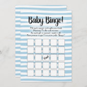 ビンゴ赤ちゃんシャワーゲームブルーホワイト 招待状 (正面/裏面)