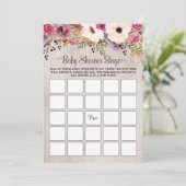 ビンゴ赤ちゃんシャワー素朴ゲームボホフラワーズフローラ 招待状 (スタンド正面)