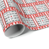 ビンゴ赤と白カード ラッピングペーパー (ロールコーナー)