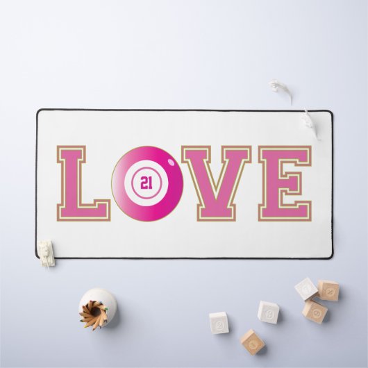 ビンゴ21歳の誕生日かわいいピンクと白 デスクマット (キッズテーブル)