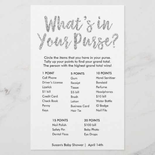 ビンゴ-あなたの財布の中は? 2面シルバーカード (裏面)