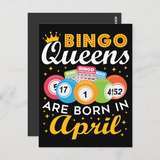 ビンゴ・クイーンズ生まれが4月の誕生日 ポストカード (正面/裏面)