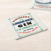 ビンジンガーズオールドロンドン波止場ジンのヴィンテージアド スクエアペーパーコースター (アングル)