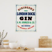 ビンジンガーズオールドロンドン波止場ジンのヴィンテージアド ポスター (キッチン)