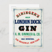ビンジンガーズオールドロンドン波止場ジンのヴィンテージアド ポストカード (正面/裏面)