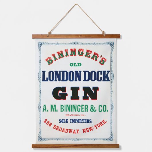 ビンジンガーズオールドロンドン波止場ジンのヴィンテージアド 吊り下げ型タペストリー (正面)