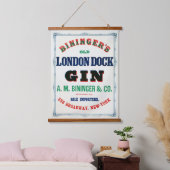 ビンジンガーズオールドロンドン波止場ジンのヴィンテージアド 吊り下げ型タペストリー (寝室)