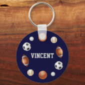 ビンセントのスポーツ名キーチェーンの世界 – ネイビーブルー キーホルダー (正面)
