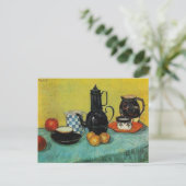 ビンセントゴッホブルーエナメルコーヒーポット ポストカード (スタンド正面)