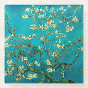 ビンセントバンゴッホ開花アーモンドツリーフローラアート ガラスコースター