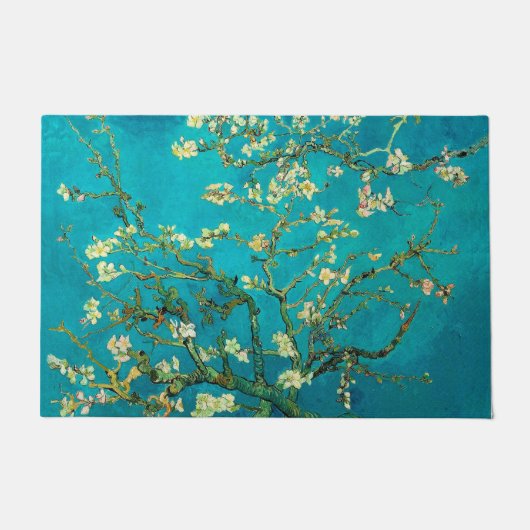 ビンセントバンゴッホ開花アーモンドツリーフローラアート ドアマット (正面)