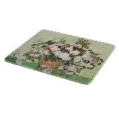ビンセントファンゴッホ花瓶とピンクローズフローラアート カッティングボード (角)