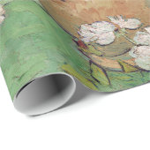 ビンセントファンゴッホ花瓶とピンクローズフローラアート ラッピングペーパー (ロールコーナー)