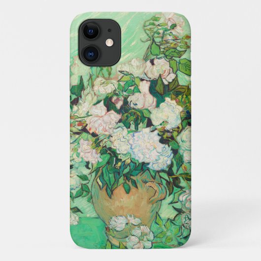ビンセントファンゴッホ花瓶とピンクローゼスファインアート Case-Mate iPhoneケース (裏面)