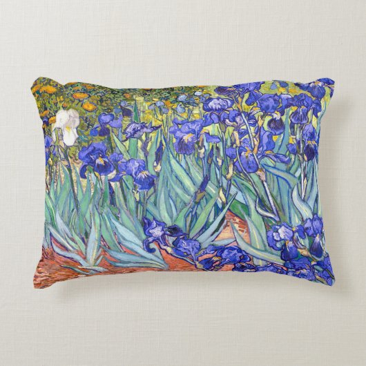 ビンセントヴァンゴッホアイリスフローラヴィンテージファインアート アクセントクッション (正面)