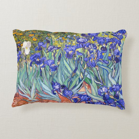 ビンセントヴァンゴッホアイリスフローラヴィンテージファインアート アクセントクッション (裏面)