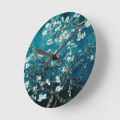 ビンセントヴァンゴッホアーモンドフラスダークティール（緑がかった色） ラウンド壁時計 (傾斜)