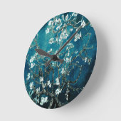 ビンセントヴァンゴッホアーモンドフラスダークティール（緑がかった色） ラウンド壁時計 (傾斜)