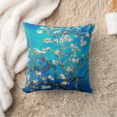 ビンセントヴァンゴッホアーモンドフラズブライトターコイズ クッション (ブランケット)