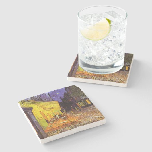 ビンセントヴァンゴッホカフェテラスアットナイトファインアート ストーンコースター (横)