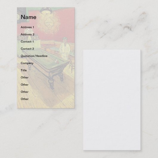 ビンセントヴァンゴッホザナイトカフェファインアート 名刺 (正面/裏面)