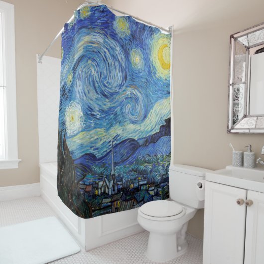 ビンセントヴァンゴッホスターリーナイトヴィンテージファインアート シャワーカーテン (インサイチュ)