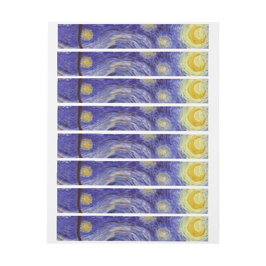 ビンセントヴァンゴッホスターリーナイトヴィンテージファインアート ラップアラウンド宛名ラベル (シート)