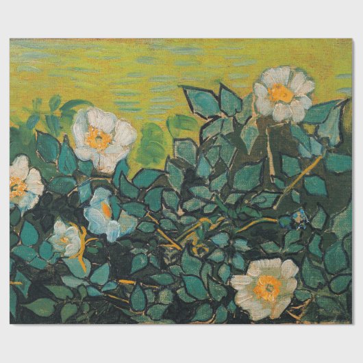 ビンセントヴァンゴッホワイルドバラヴィンテージフローラアート ラッピングペーパー (フラット)