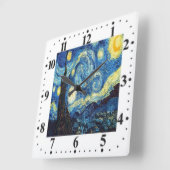 ビンセントヴァンゴッホ星空の夜の壁時計 スクエア壁時計 (傾斜)