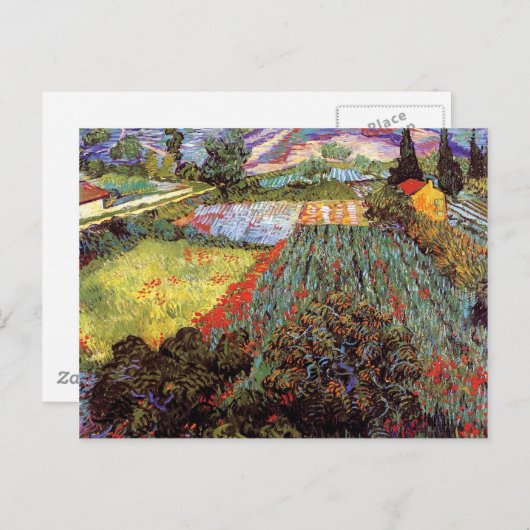 ビンセントヴァンゴッホ – フィールドウィズポピーファインアート ポストカード (正面/裏面)