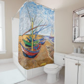 ビンセントヴァンゴッホ-魚釣りボーツオンザビーチ シャワーカーテン (インサイチュ)