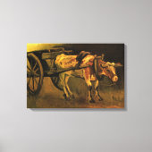 ビンセント・ファン・ゴッホの赤と白の牛が引く馬車 キャンバスプリント (正面)