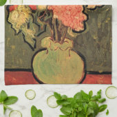 ビンセント・ファン・ゴッホバラ・マローズ付き花瓶 キッチンタオル (折り畳み)