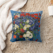 ビンセント・ファン・ゴッホ – コーンフラワー&ポピー付き花瓶 クッション (ブランケット)