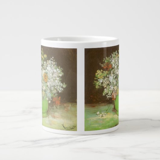 ビンセント・ファン・ゴッホ – ジニアスと花の花瓶 ジャンボコーヒーマグカップ (正面)