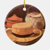 ビンセント・ファン・ゴッホ – スティルライフwイエローストローハット セラミックオーナメント (裏面)