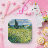 ビンセント・ファン・ゴッホ – ヒノキと緑の小麦畑 ペーパープレート (パーティー)