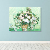 ビンセント・ファン・ゴッホ・ピンク・ローズの花瓶 キャンバスプリント (インサイチュ (ウッドフロア))